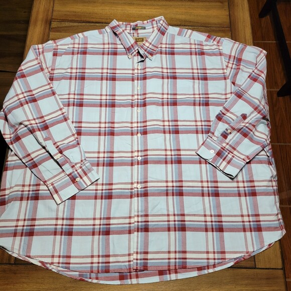 The Foundry Long Sleeve Full Button Red & Grey Plaid - Size 5XL - Picture 1 of 6